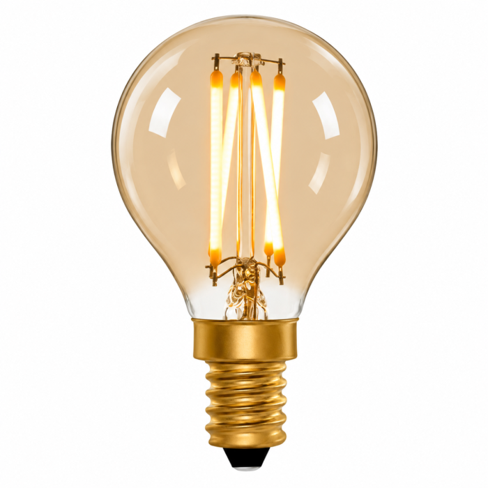 Zico G45 LED Filament Golfball Bulb E14 4W 2000K Extra Warm 280lm Dimmable Amber | 25W Equivalent | CRI 95+